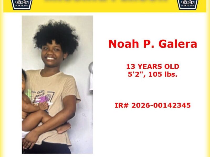 Missing person poster for Noah P. Galera with a photo and Aberdeen Police contact information.