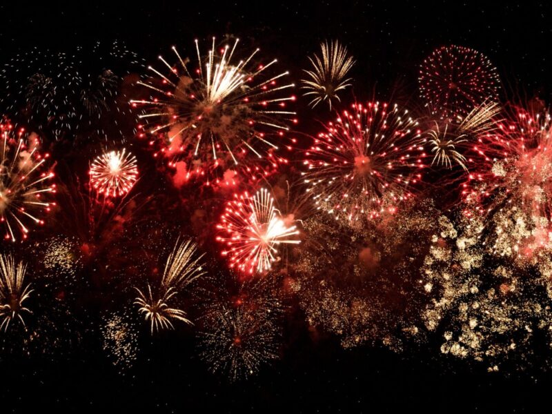 Vibrant fireworks light up the night sky in a breathtaking celebration in Vaughan, Ontario.