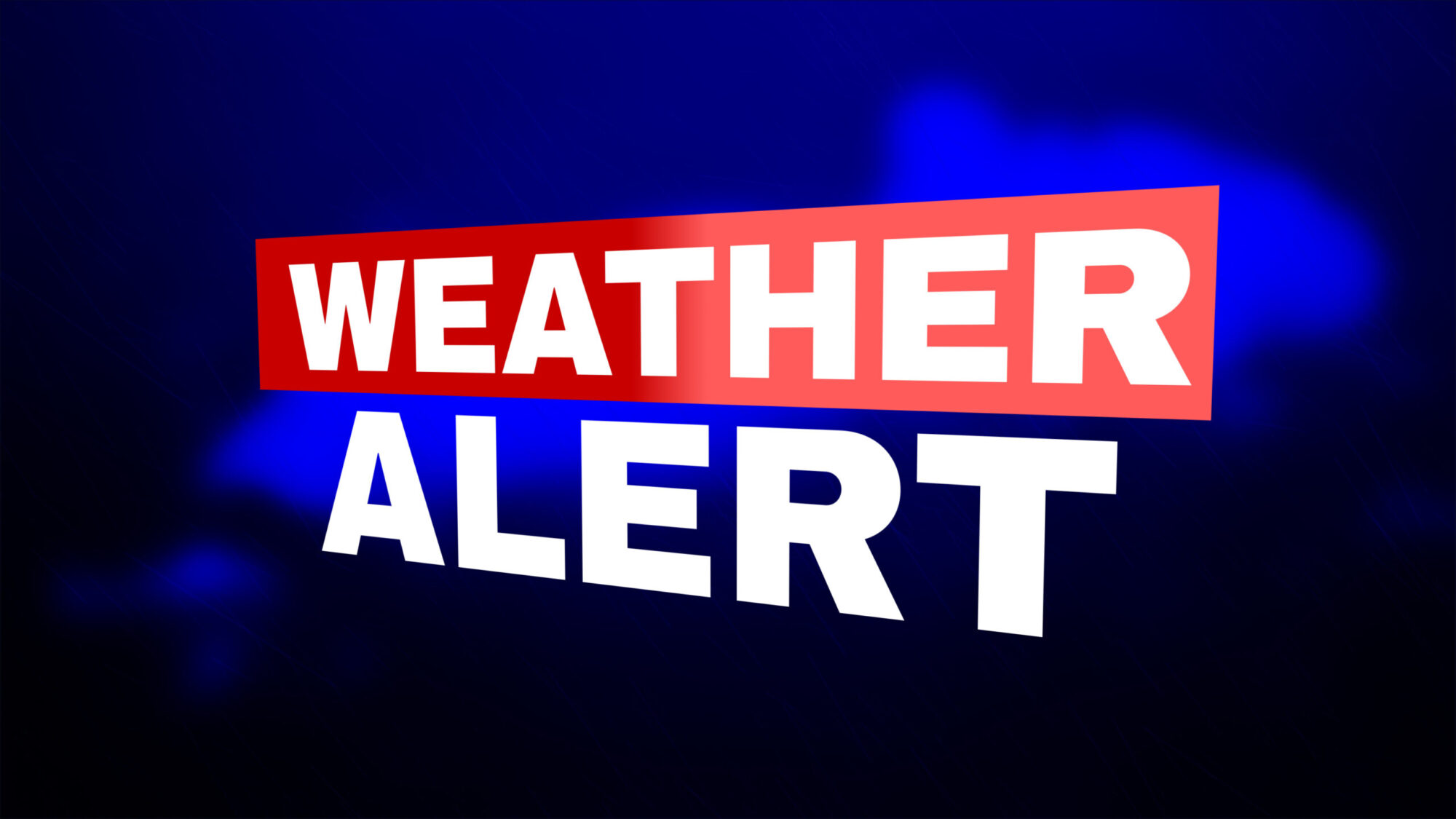 Weather alert text over a dark blue and black background